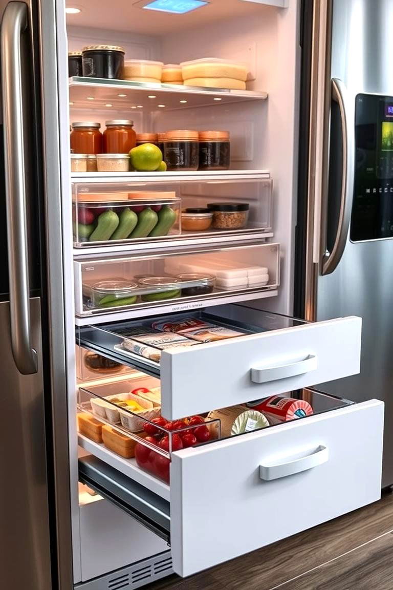 Pull out Drawers - 24 Fridge Organization Ideas