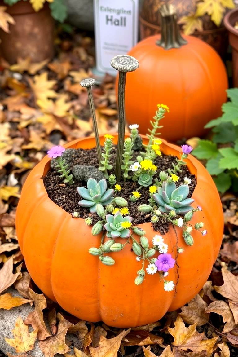 Pumpkin Container Garden - 24 Fall Birthday Party Ideas
