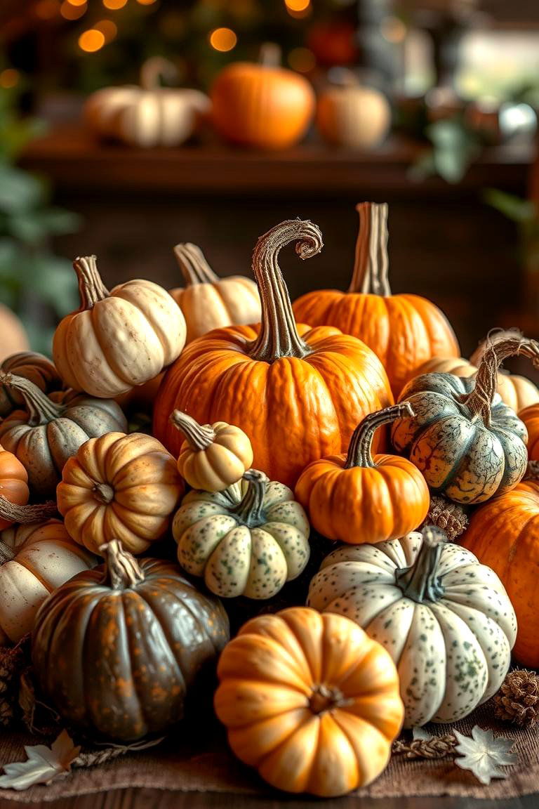 Pumpkin and Gourd Centerpiece - 24 thanksgiving table decor ideas