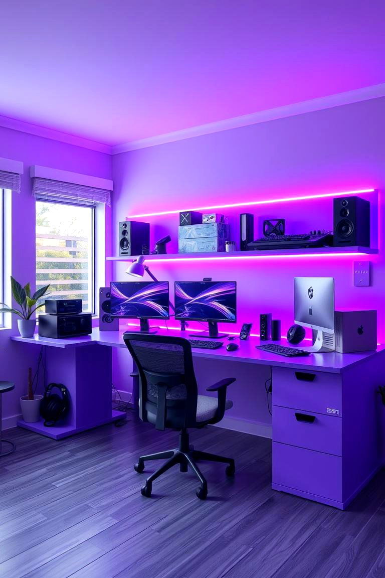 Purple Gaming Desk Experience - 24 Purple Gaming Setup Ideas