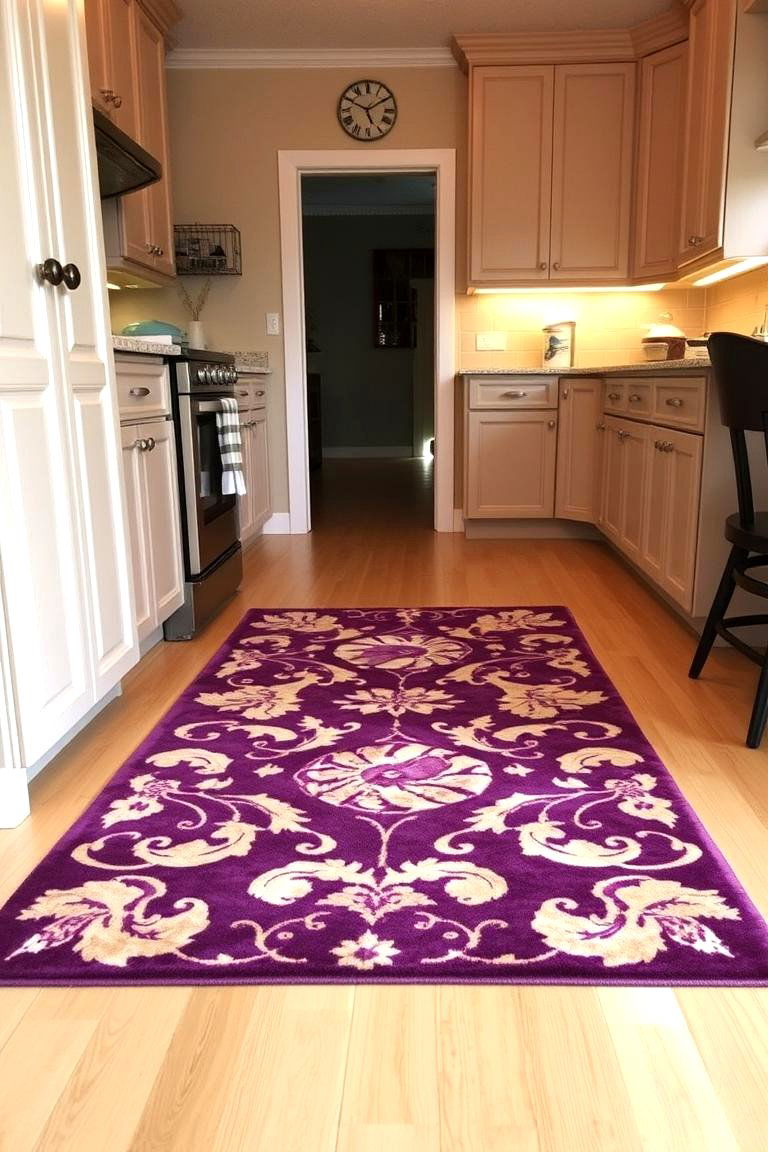 Purple Patterned Rug - 24 Purple Kitchen Ideas