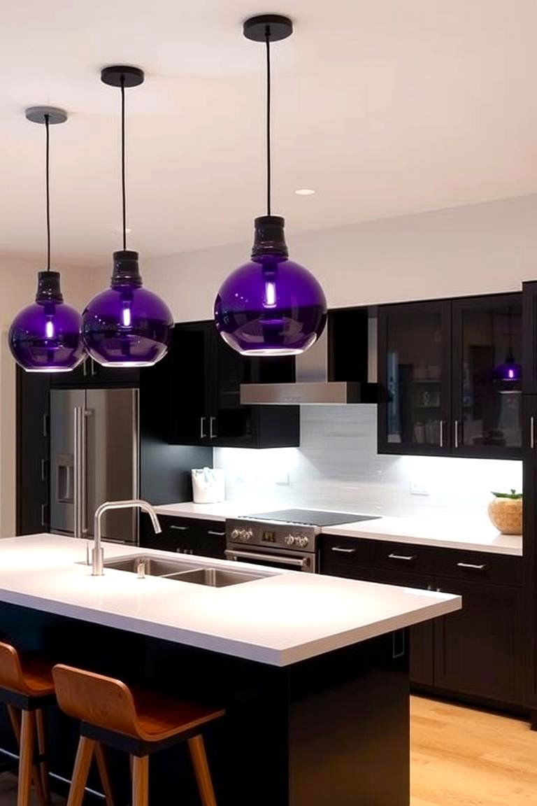 Purple Pendant Lighting - 24 Purple Kitchen Ideas