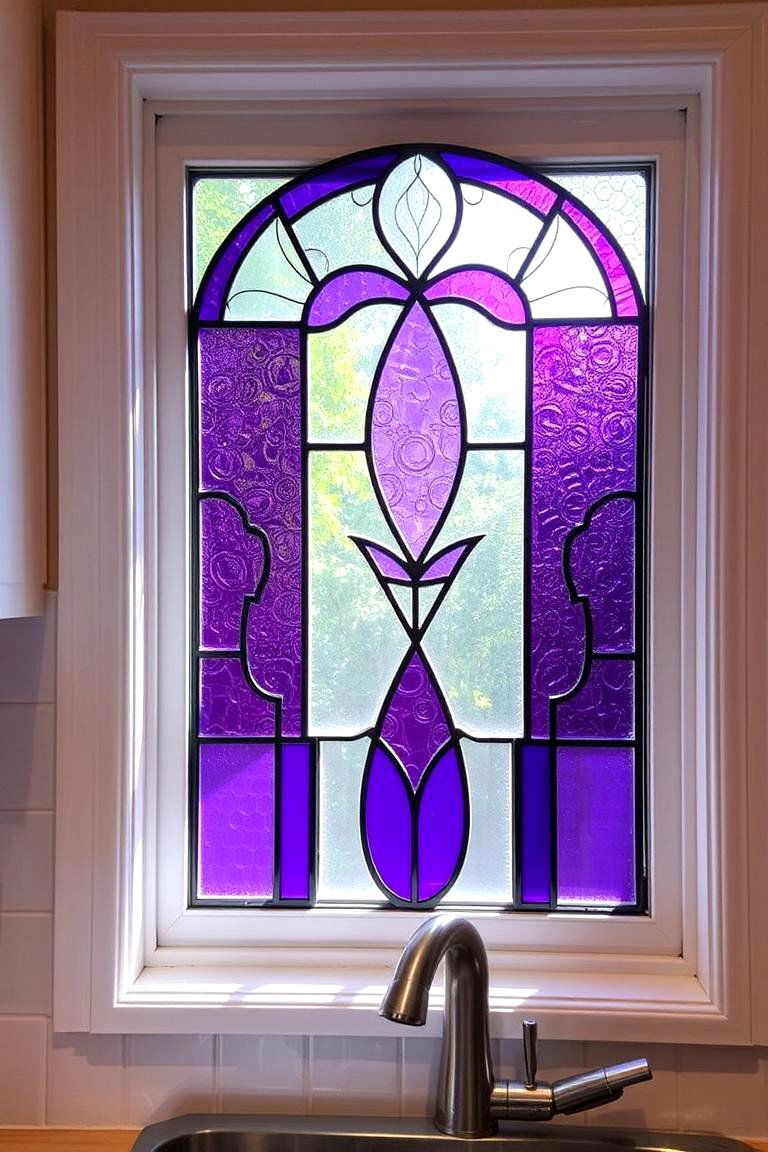 Purple Stained Glass Detail - 24 Purple Kitchen Ideas