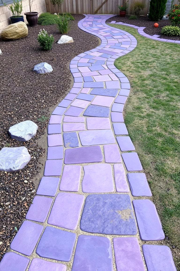Purple Stone Pathway - 24 Purple House Exterior Ideas