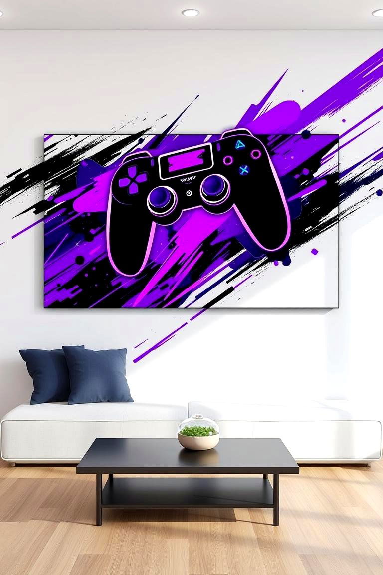 Purple Themed Gaming Wall Art - 24 Purple Gaming Setup Ideas