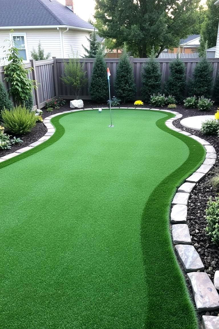Putting Green with Turf Borders - 24 Backyard Putting Green Ideas
