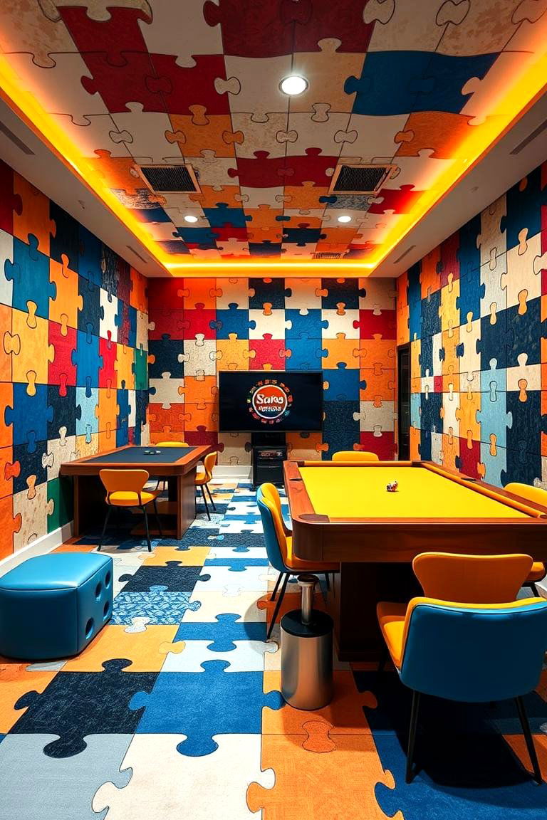 Puzzle Inspired Patterns - 24 Game Room Paint Ideas