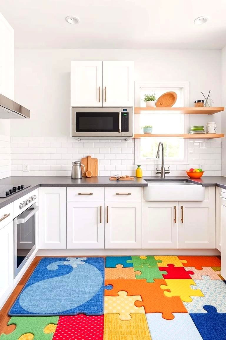 Puzzle Piece Kitchen Mat - 24 Kitchen Rug Ideas