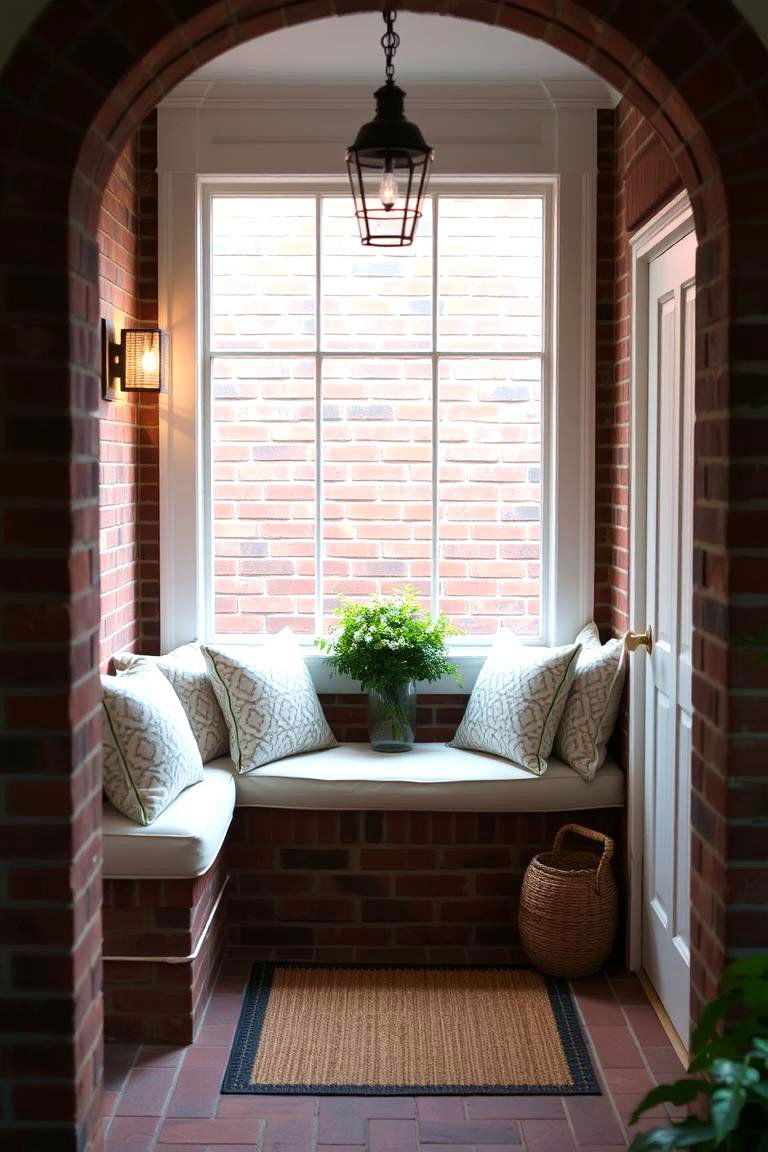 Quaint Brick Porch Reading Nook - 24 Brick Porch Ideas