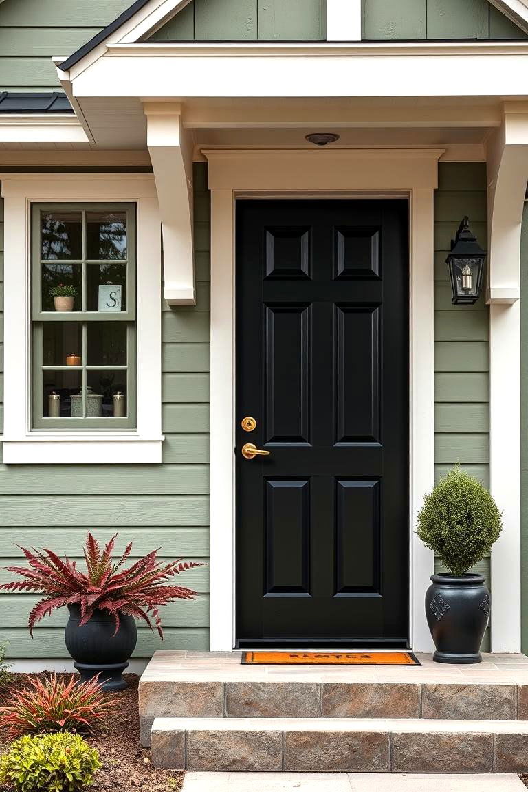 Quality Craftsmanship - 24 Sage Green House With Black Door