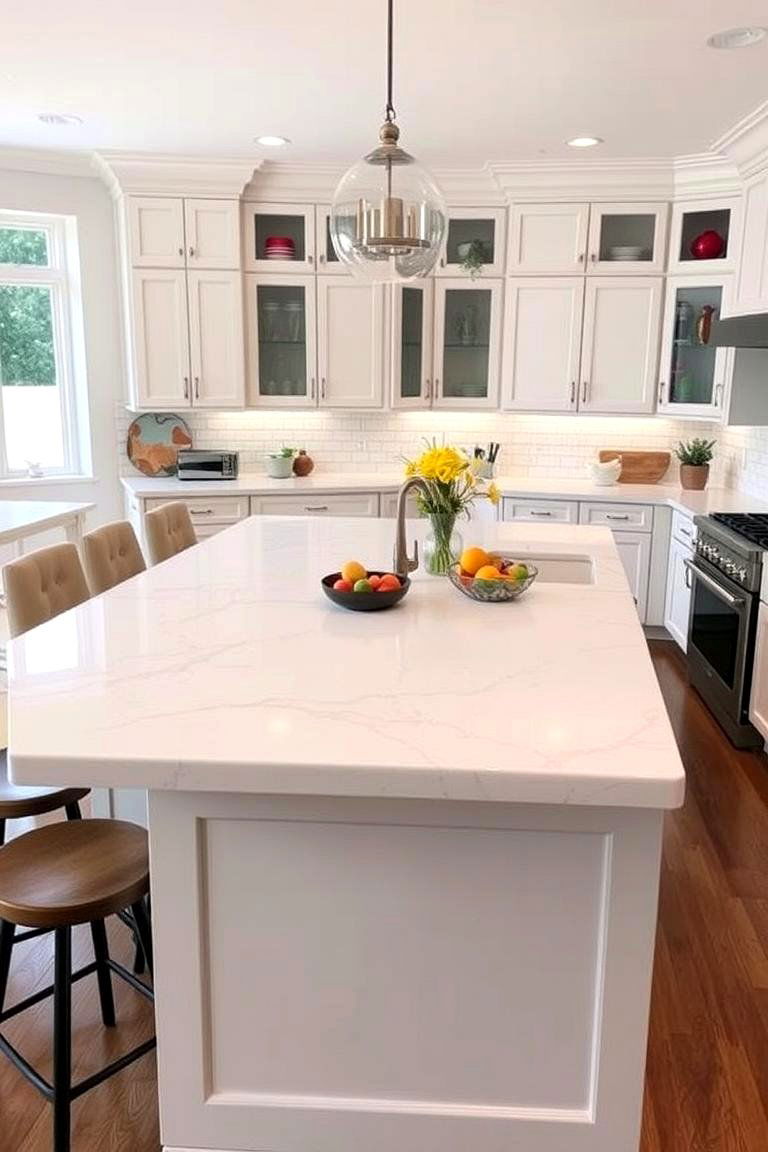 Quartz Countertops for Island Designs - 24 Quartz Kitchen Countertops