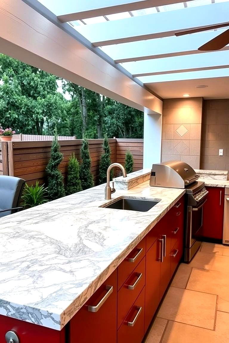 Quartz Countertops - 24 Types of Outdoor Kitchen Countertops
