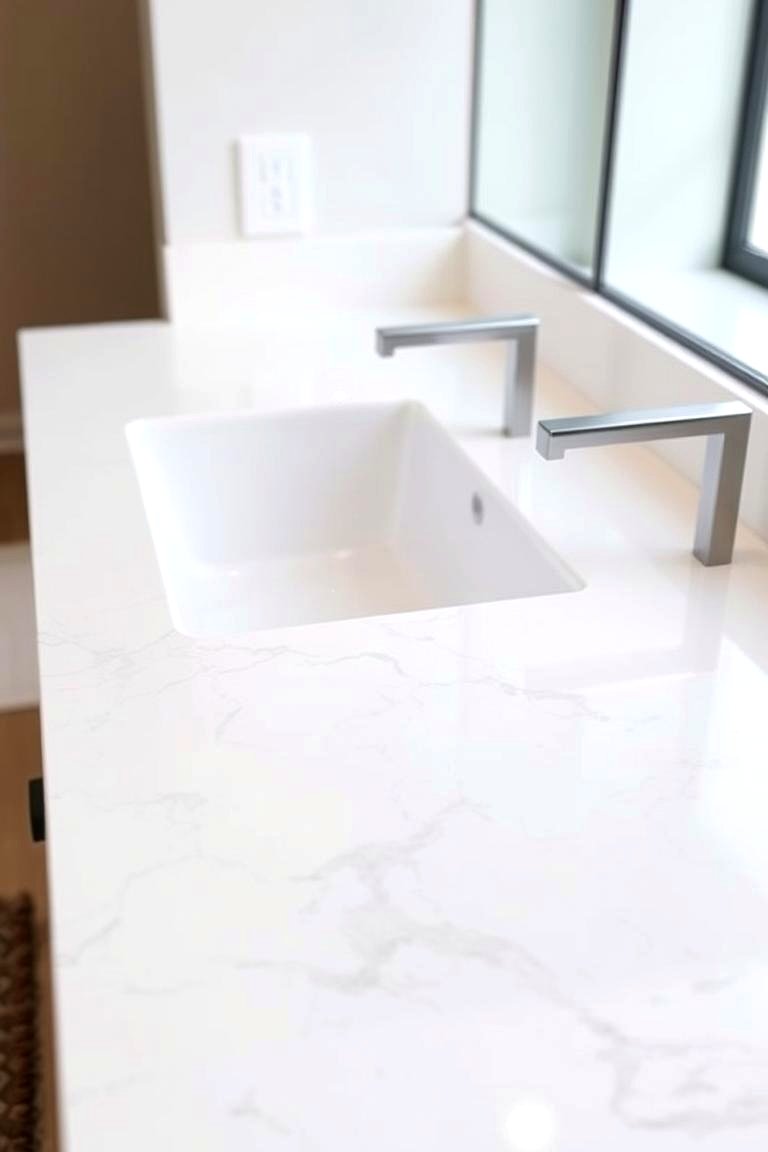 Quartz Durability - 24 Bathroom Countertop Ideas