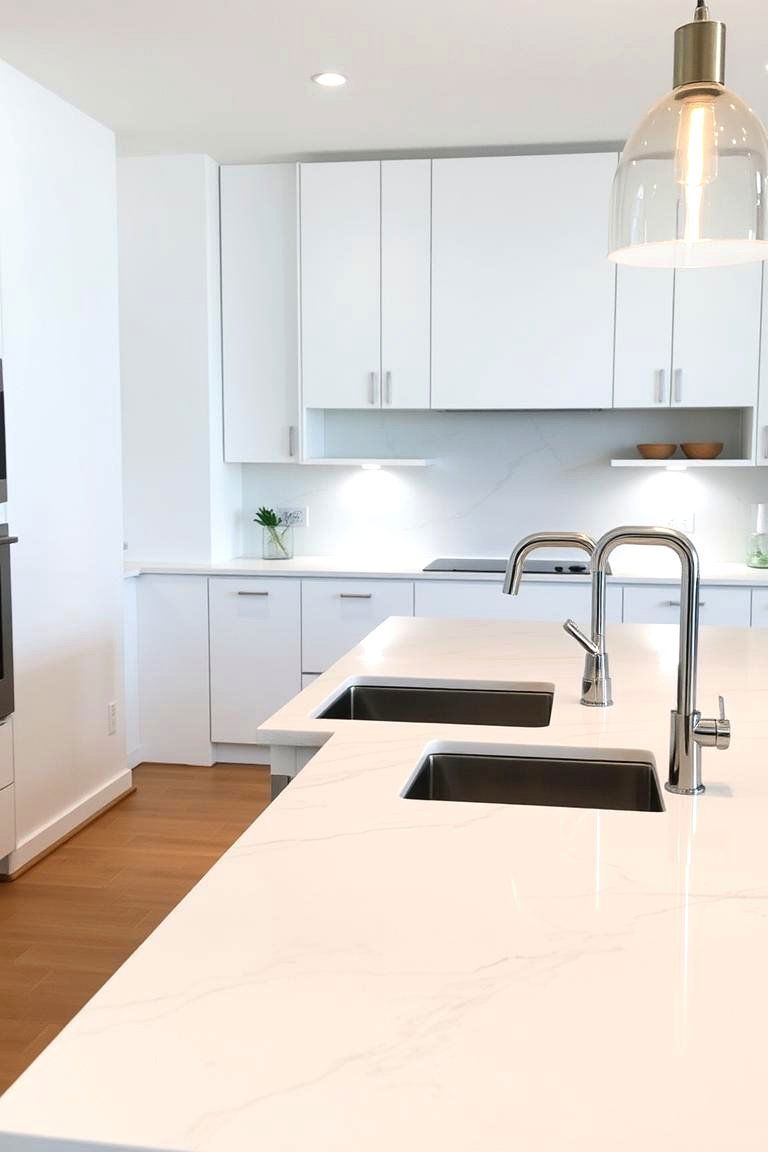 Quartzite Elegance - 24 Waterfall Kitchen Island Ideas