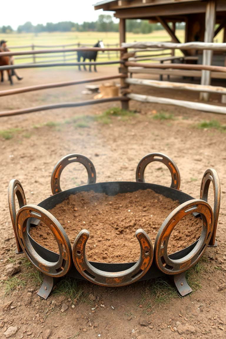 Quirky Horseshoe Ring Fire Pit - 24 Rustic Fire Pit Ideas