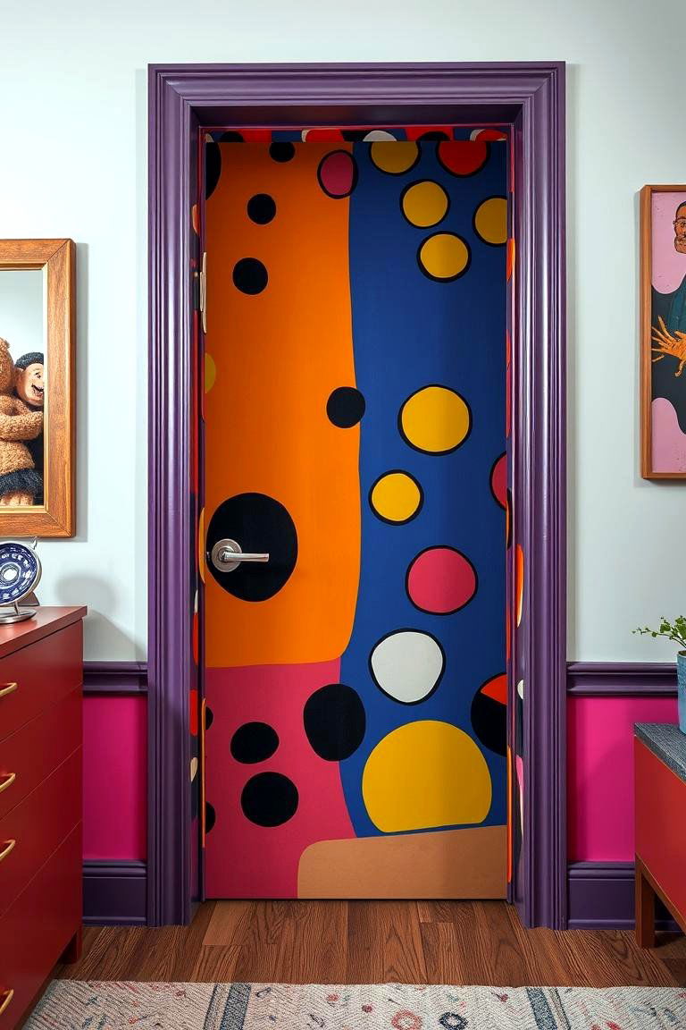 Quirky Patterned Accents for Playful Vibes - 24 Bedroom Door Decorating Ideas