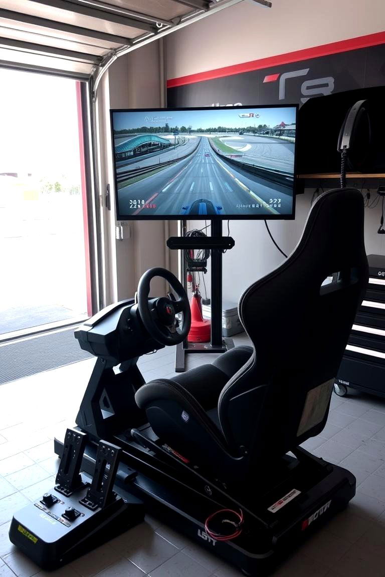 Racing Simulator Station - 24 Garage Game Room Ideas