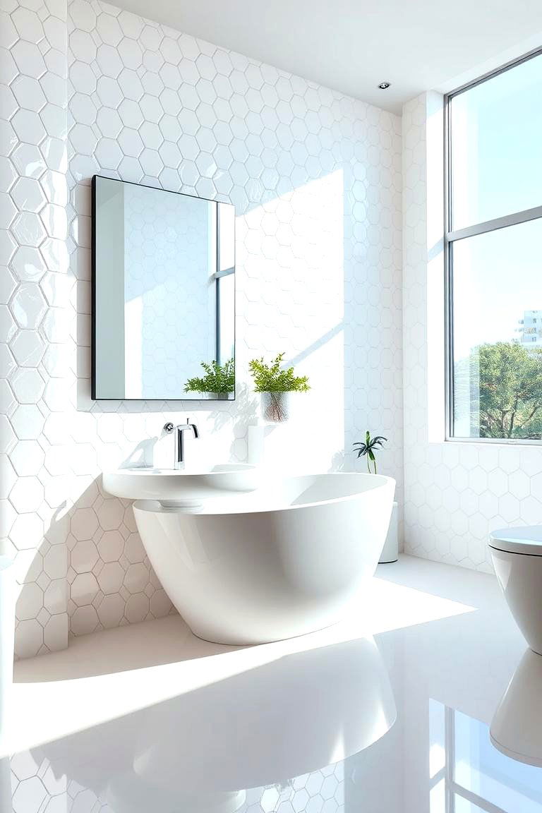 Radiant Glossy Finishes - 24 Hexagon Tiles Ideas for Bathrooms
