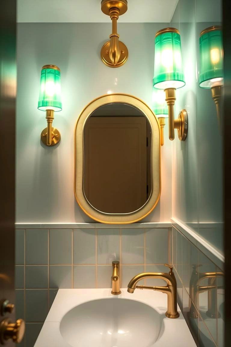 Radiant Green and Gold Light Fixtures - 24 Green and Gold Bathroom Ideas