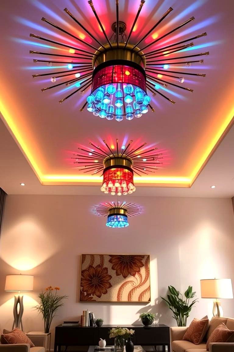 Radiant Lighting Fixtures - 24 Colorful Living Room Ideas