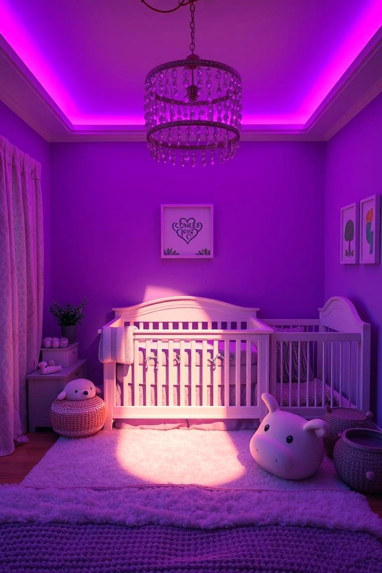 Radiant Purple Area Lighting - 24 Purple Nursery Ideas