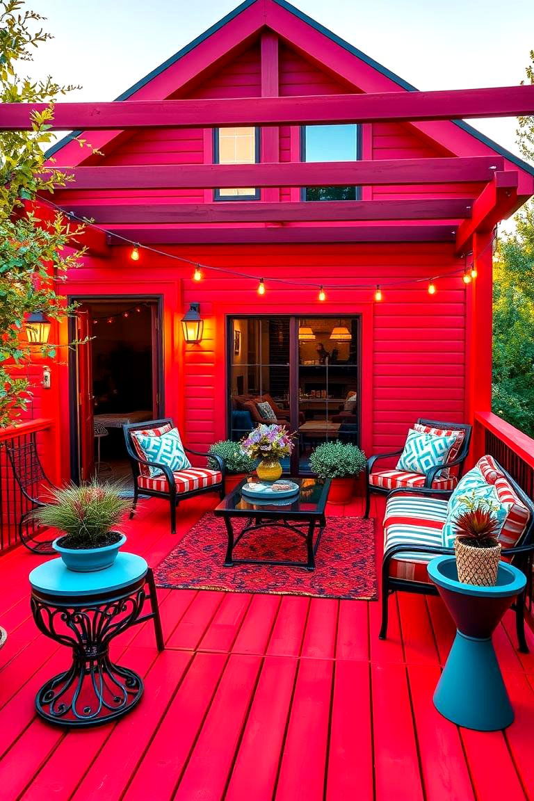 Radiant Red Accent Deck - 24 Deck Color Ideas