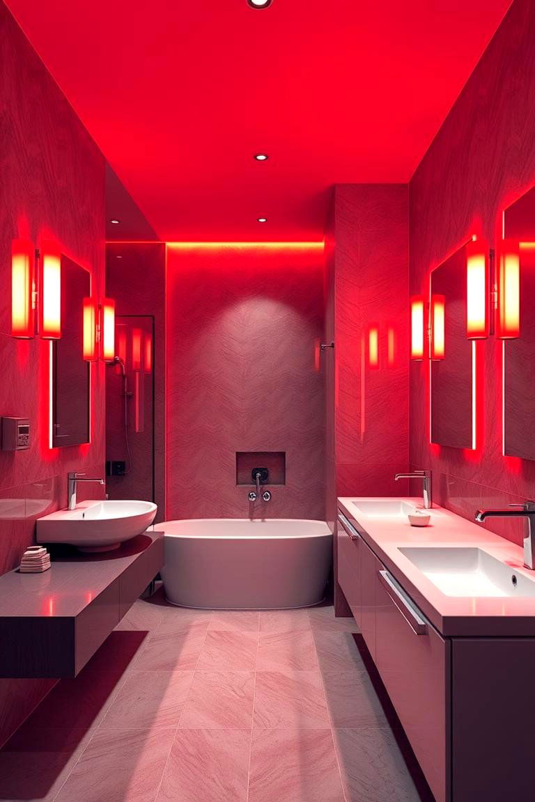 Radiant Red Lighting Fixtures - 24 Red Bathroom Ideas