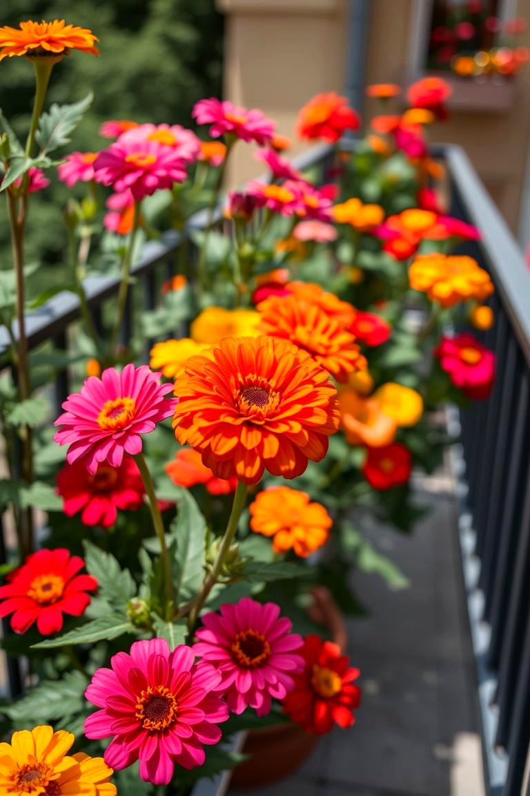 Radiant Zinnias - 24 Flowering Plants for Balcony