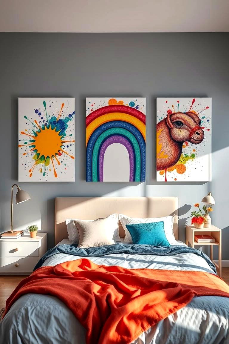 Rainbow Inspired Artwork - 24 Rainbow Bedroom Ideas