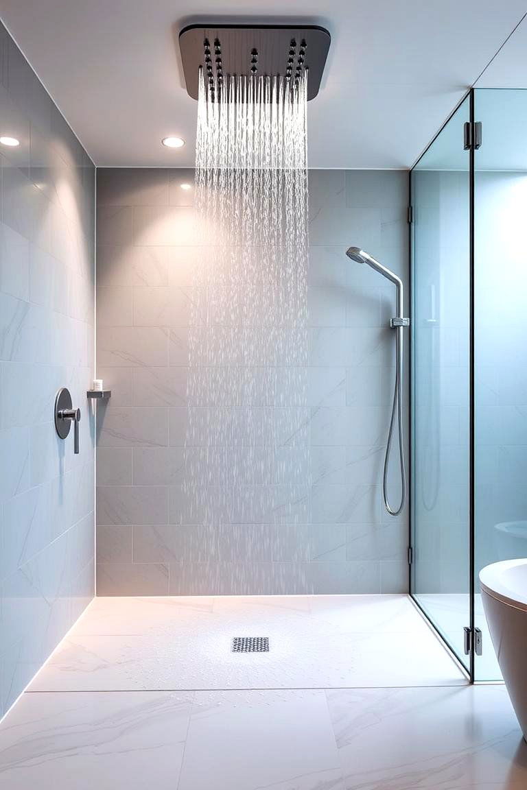 Rainfall Showerhead Experience - 24 Romantic Bathroom Ideas