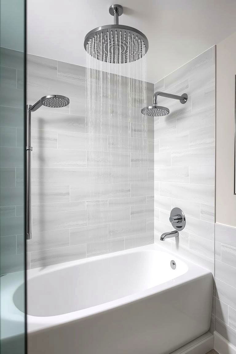Rainfall Showerhead for Luxury - 24 Tub-shower Combo Ideas