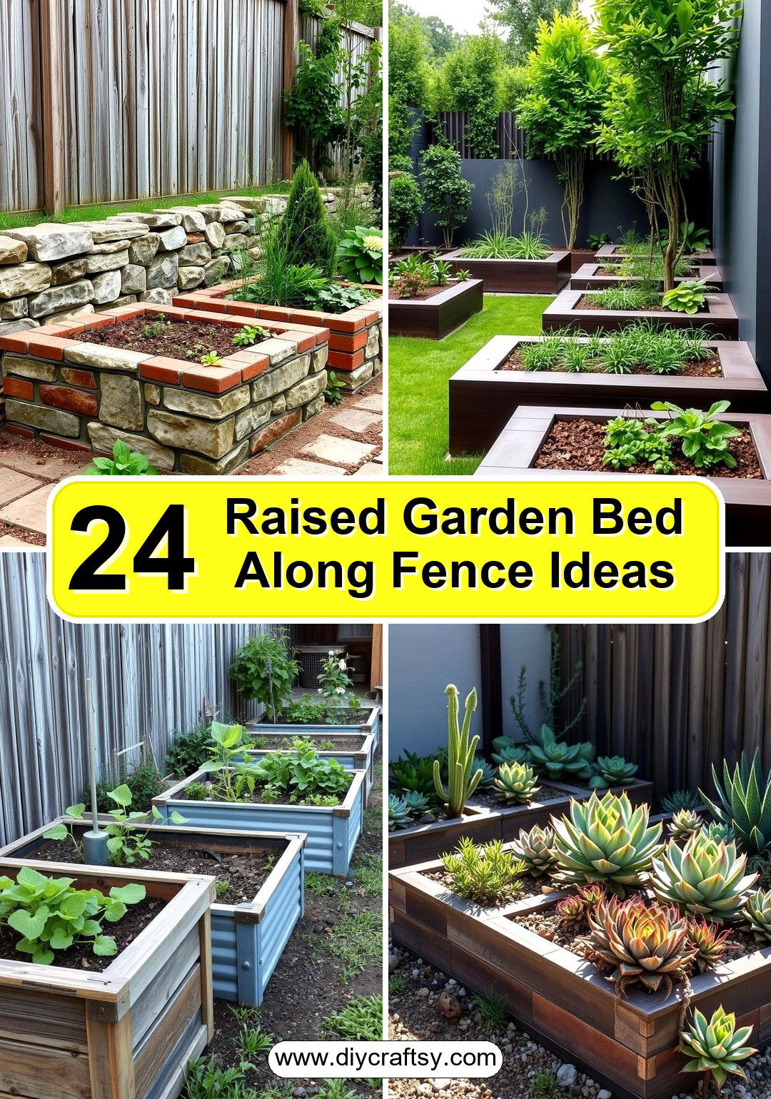 Raised Garden Bed Along Fence Ideas