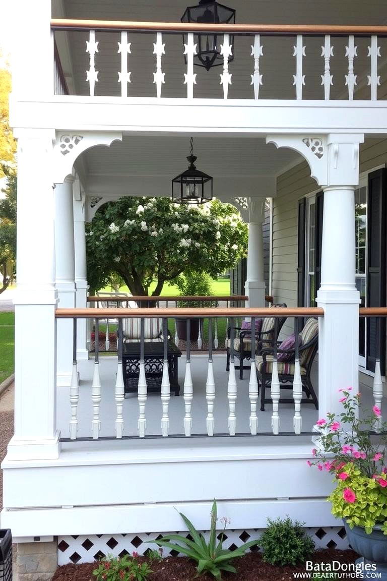 Raised Porch with Railings for Added Privacy - 24 Southern Front Porch Ideas