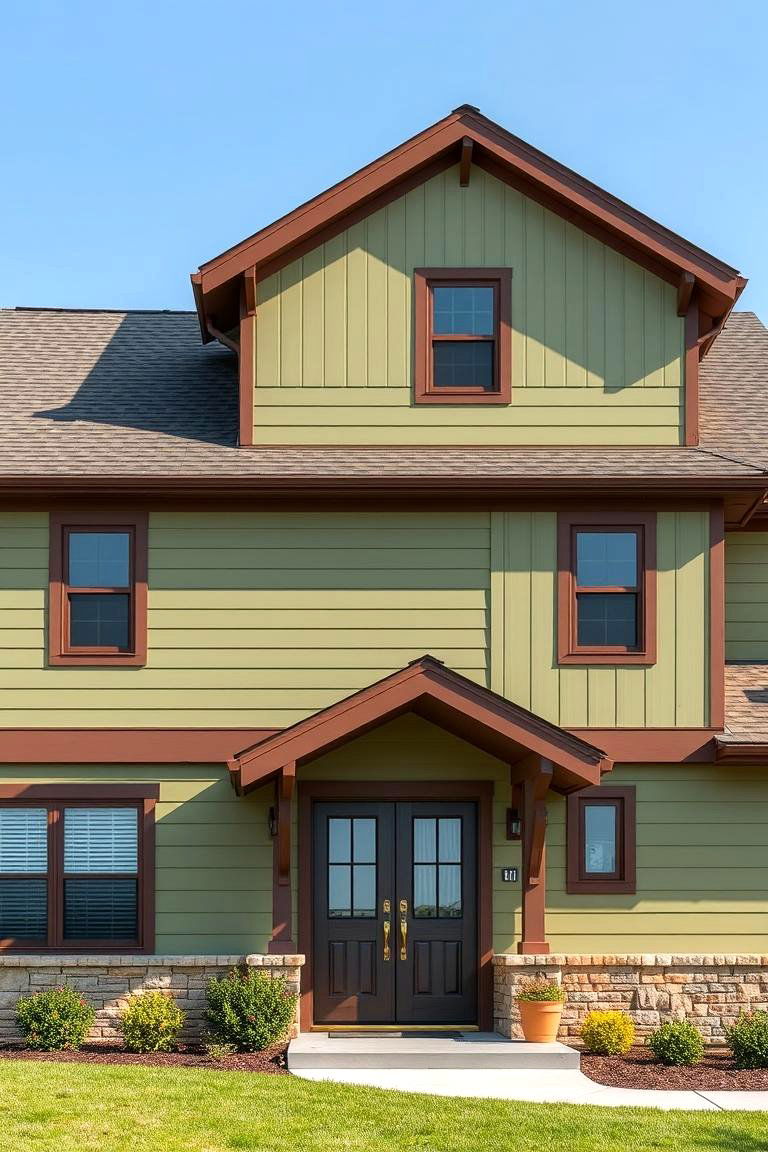 Raised Ranch Refresh - 24 Sage Green House With Brown Trim Ideas