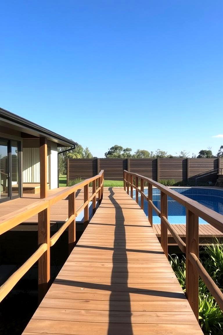 Raised Timber Walkway - 24 Above Ground Pool Walkway Ideas