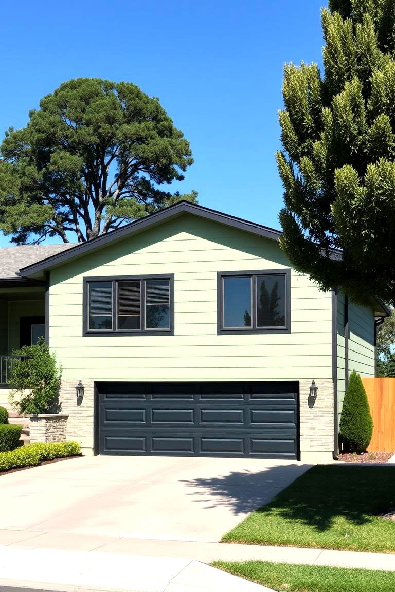 Ranch Style Modernity - 24 Sage Green House With Black Trim Ideas