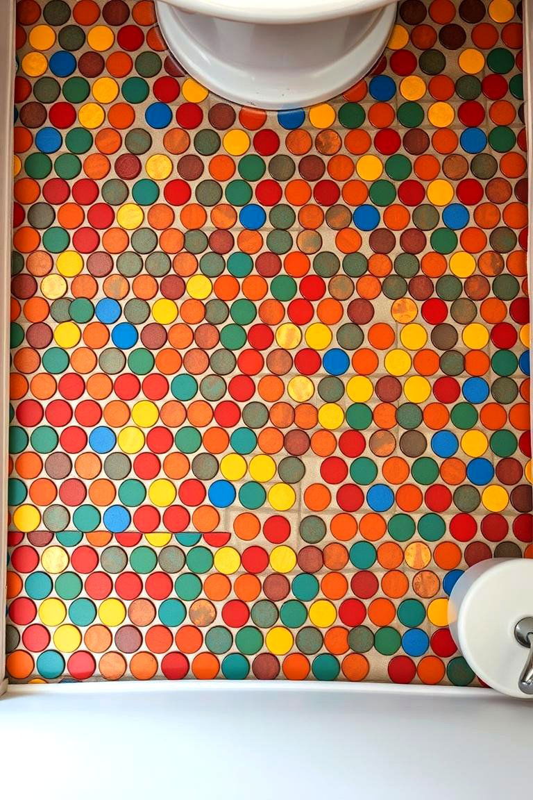 Random Color Placement - 24 Penny Tile Bathroom Floor Ideas