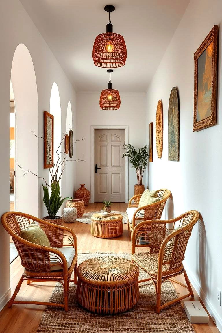 Rattan Accent Furniture - 24 Boho Hallway Ideas