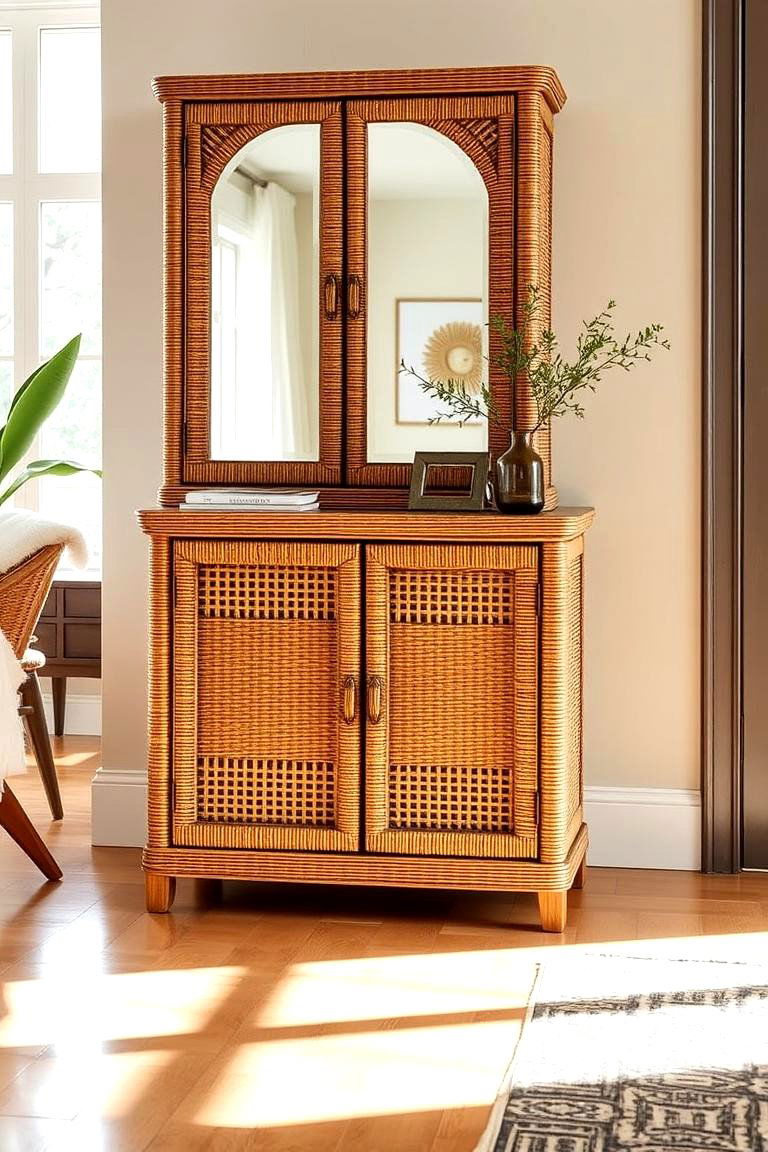 Rattan Accent Mirror Cabinet - 24 rattan bedroom furniture ideas
