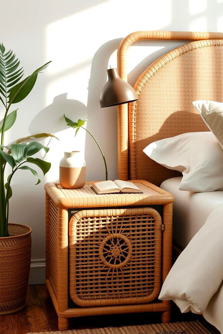 Rattan Accent Nightstand - 24 rattan bedroom furniture ideas
