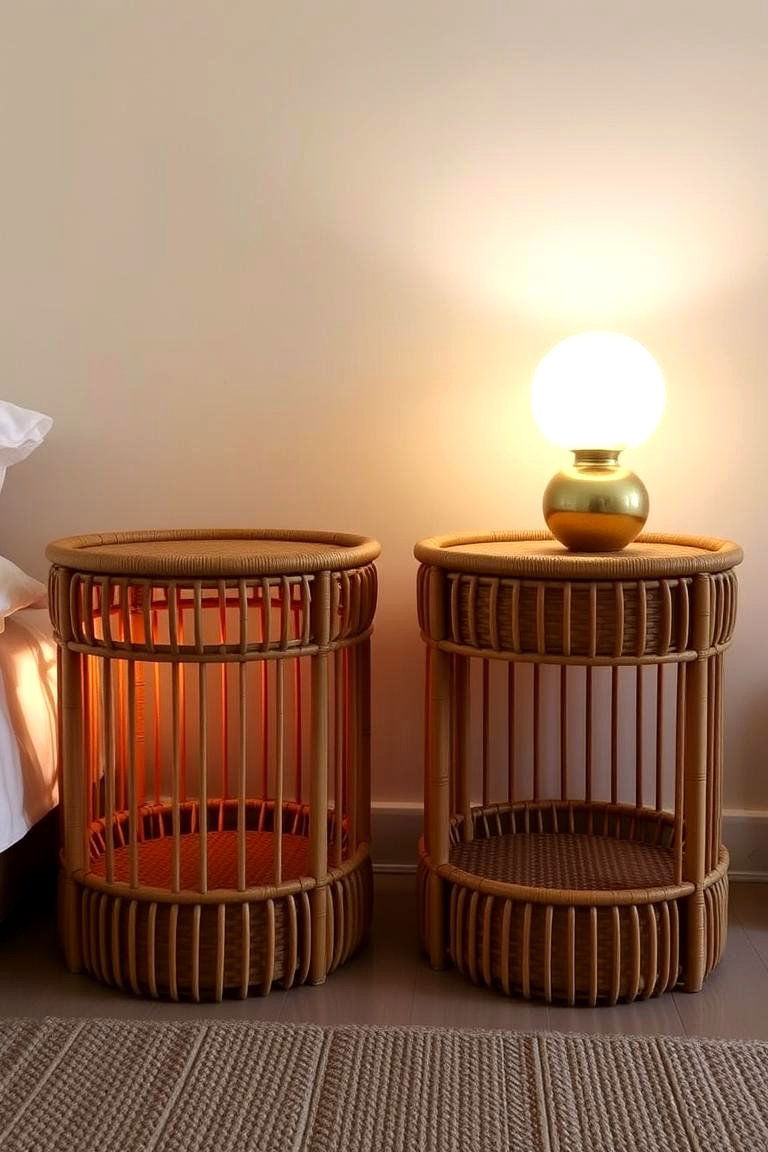 Rattan Bedside Table Duo - 24 rattan bedroom furniture ideas