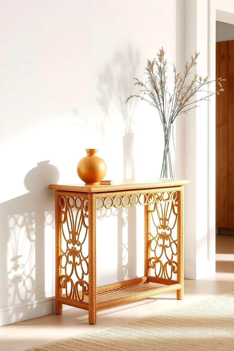 Rattan Console Table - 24 rattan bedroom furniture ideas