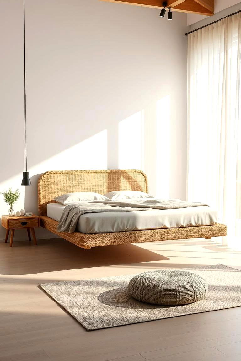Rattan Floating Bed Frame - 24 rattan bedroom furniture ideas