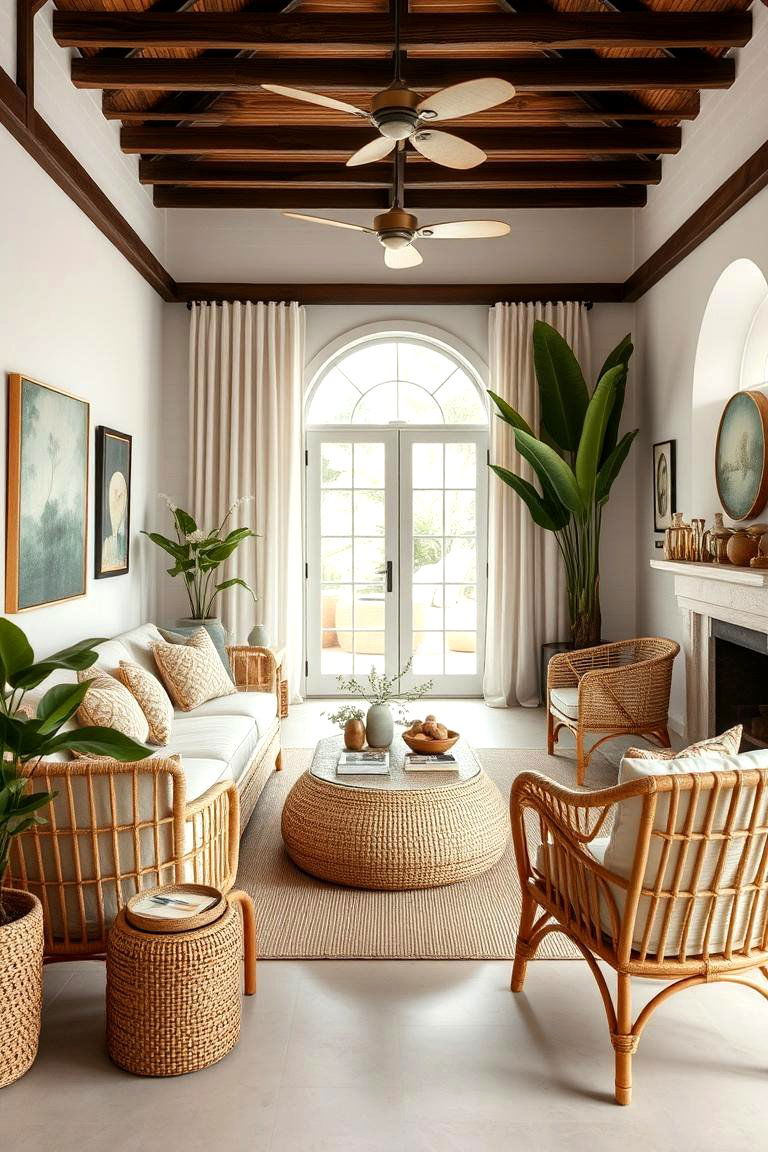 Rattan Furniture Chic - 24 Tropical Living Room Ideas