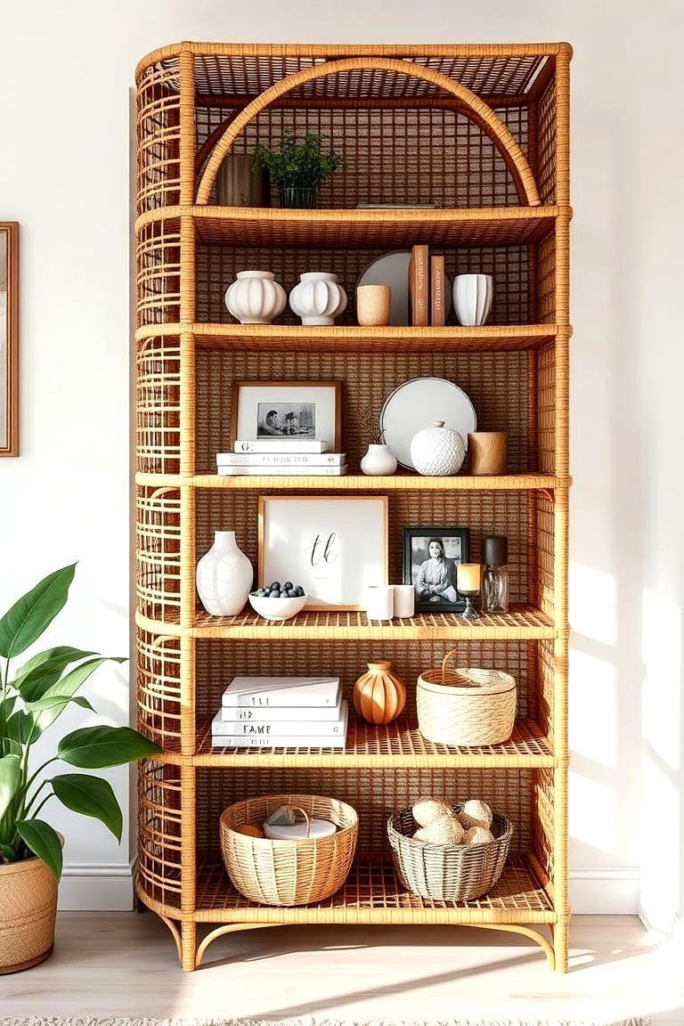 Rattan Multi Tiered Shelf Unit - 24 rattan bedroom furniture ideas