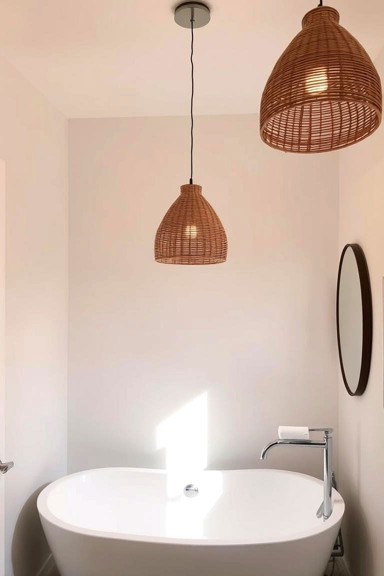 Rattan Pendants for a Natural Earthy Look - 24 Bathroom Pendant Lighting Ideas