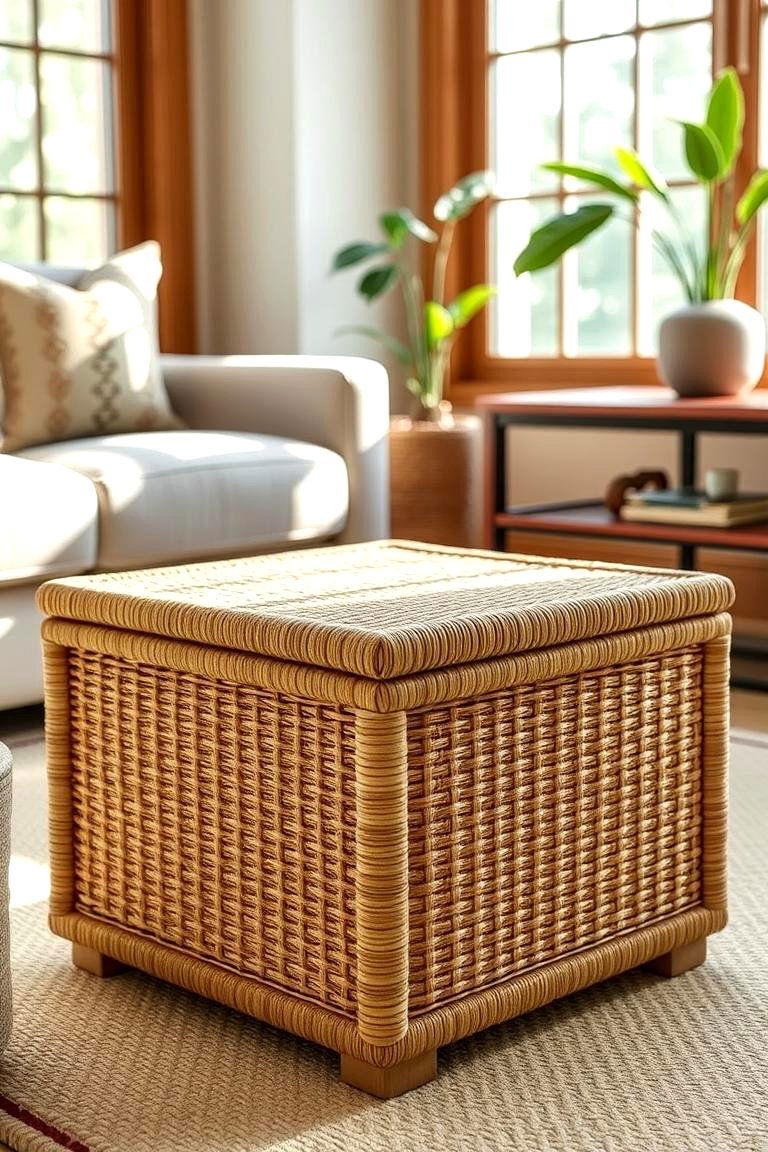 Rattan Storage Ottoman - 24 rattan bedroom furniture ideas