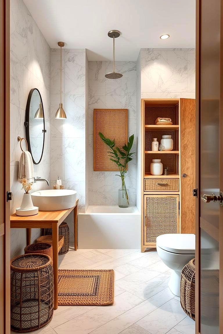 Rattan and Wicker Details - 24 Tropical Bathroom Ideas