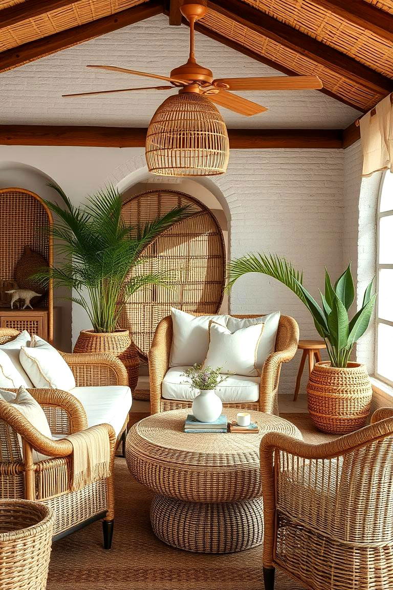Rattan and Wicker Elements - 24 Boho Beach Bedroom Ideas