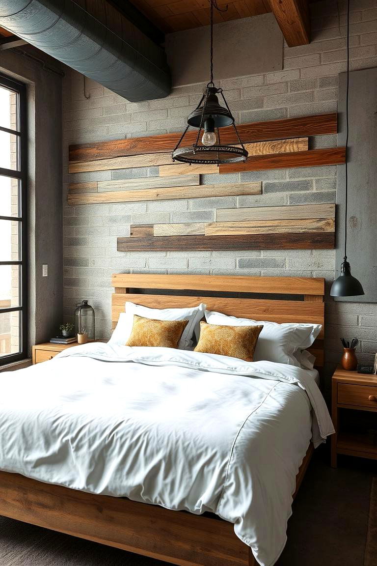 Raw Material Accents - 24 Industrial Bedroom Ideas